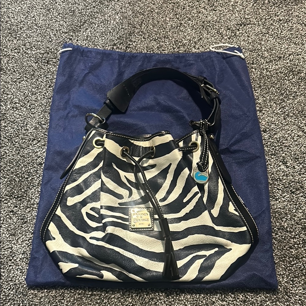 Dooney & Bourke Black and White Shoulder Bag with Zebra Print